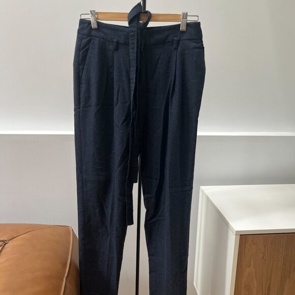 MASSIMO DUTTI – Navy Pants with Wool & Belt – Size 4 - Picture 1 of 5